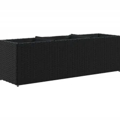 vidaXL Jardinera con 3 maceteros ratán sintético 105x30x32 cm Negro Clearance