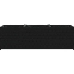 vidaXL Jardinera con 3 maceteros ratán sintético 105x30x32 cm Negro Clearance