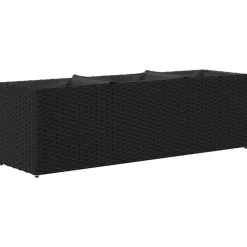 vidaXL Jardinera con 3 maceteros ratán sintético 105x30x32 cm Negro Clearance