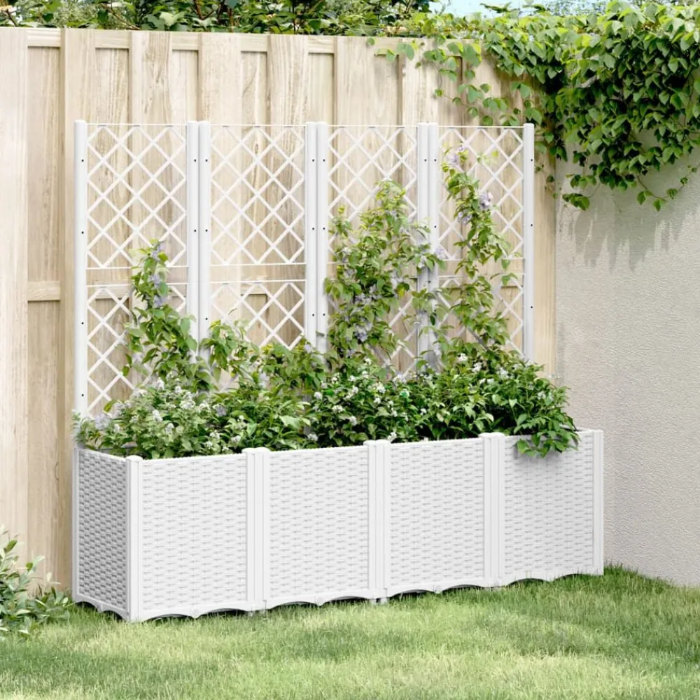 vidaXL Jardín-Jardinera con enrejado PP 160x40x140 cm