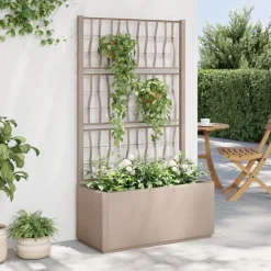 vidaXL Jardinera con enrejado PP marrón claro 80x36x140 cm Marr&oacute;n claro Discount