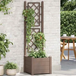 vidaXL Jardinera con enrejado PP 43x43x142 cm Moca Discount