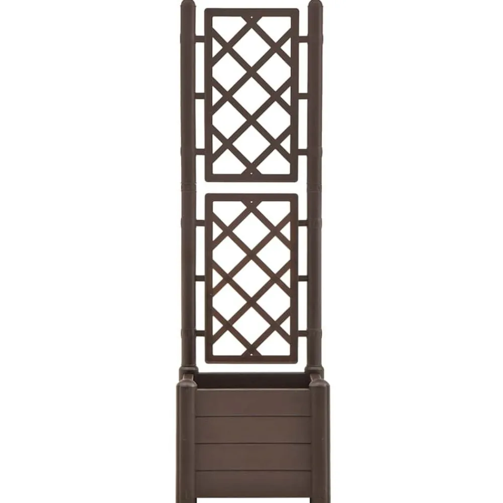 vidaXL Jardinera con enrejado PP 43x43x142 cm Moca Discount