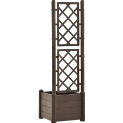 vidaXL Jardinera con enrejado PP 43x43x142 cm Moca Discount