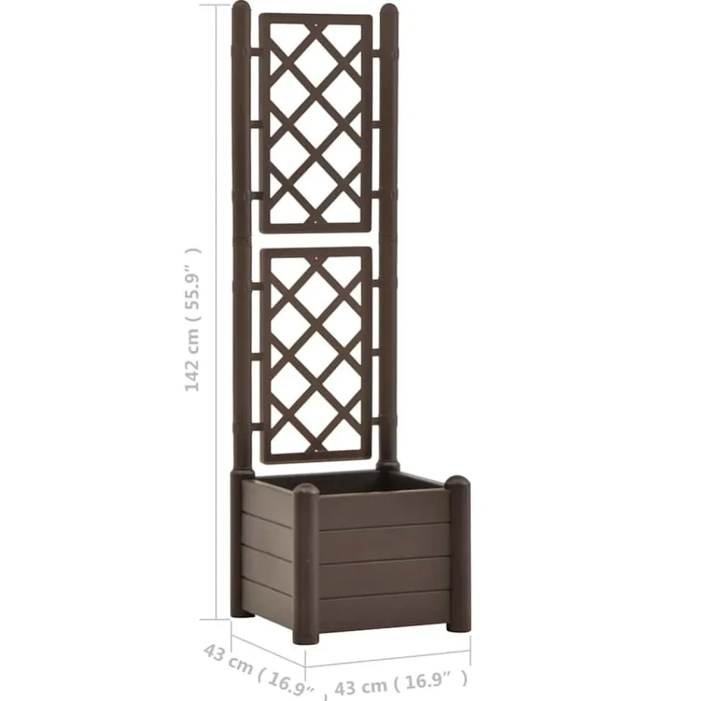 vidaXL Jardinera con enrejado PP 43x43x142 cm Moca Discount