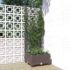 vidaXL Jardín-Jardinera con enrejado PP marrón 40x40x121,5 cm