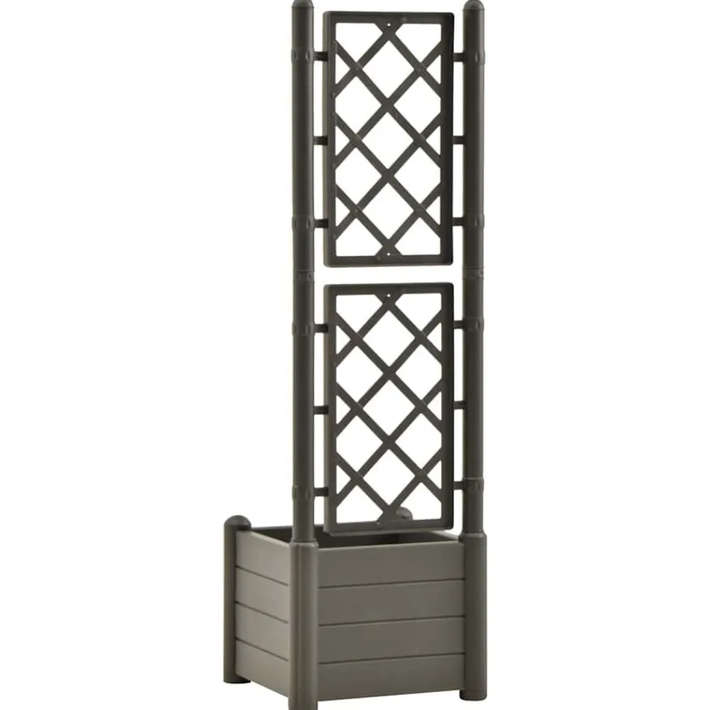 vidaXL Jardinera con enrejado PP gris 43x43x142 cm Antracita Sale