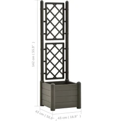vidaXL Jardinera con enrejado PP gris 43x43x142 cm Antracita Sale