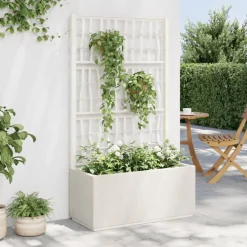 vidaXL Jardinera con enrejado PP 80x36x140 cm Blanco