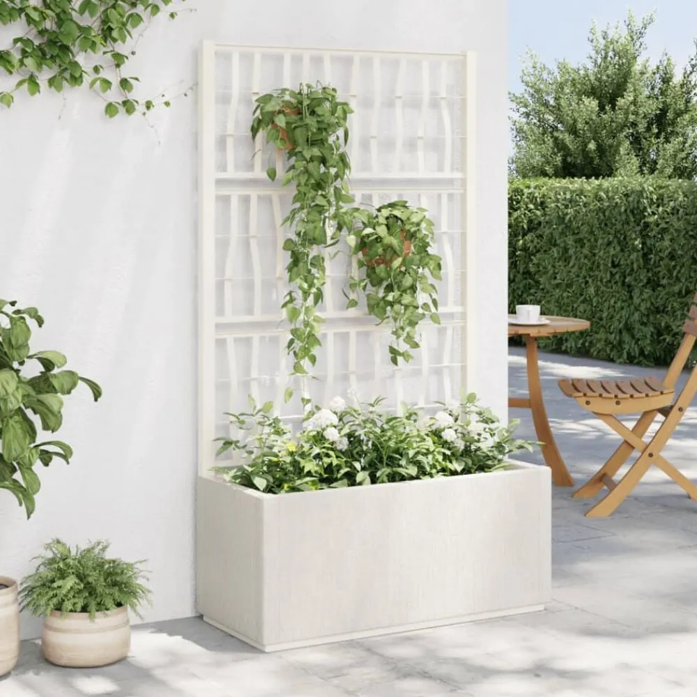vidaXL Jardinera con enrejado PP 80x36x140 cm Blanco