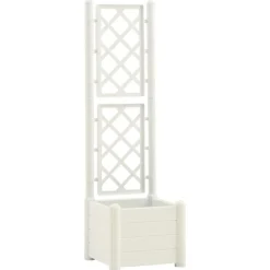 vidaXL Jardinera con enrejado PP 43x43x142 cm Blanco