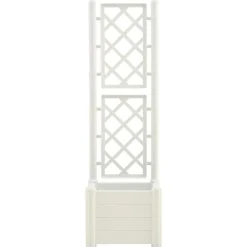 vidaXL Jardinera con enrejado PP 43x43x142 cm Blanco