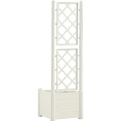 vidaXL Jardinera con enrejado PP 43x43x142 cm Blanco