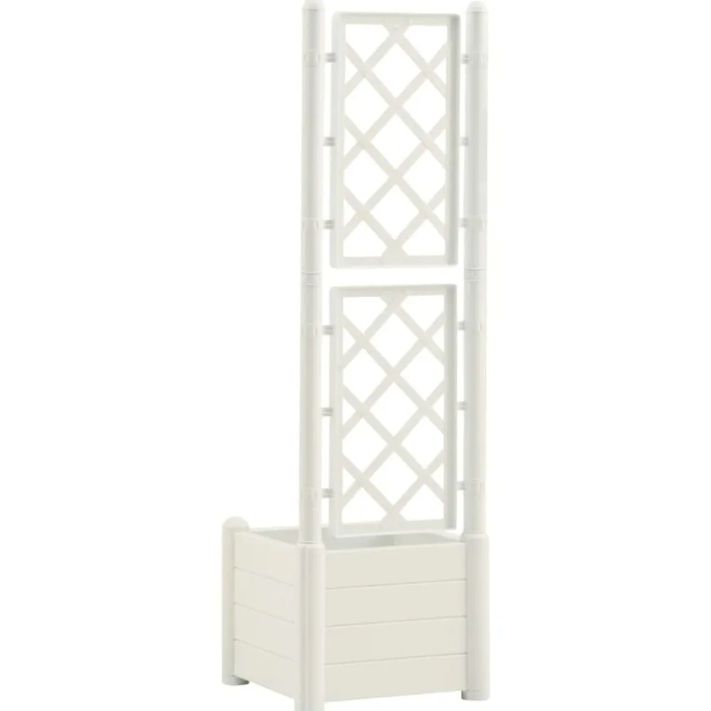vidaXL Jardinera con enrejado PP 43x43x142 cm Blanco