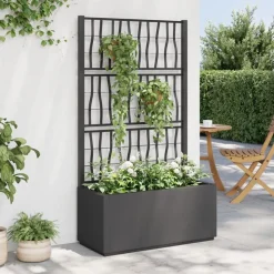 vidaXL Jardinera con enrejado PP 80x36x140 cm Gris oscuro Sale