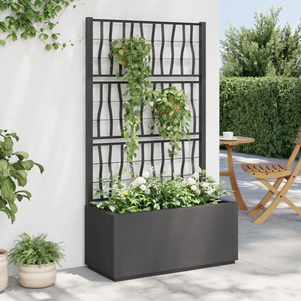 vidaXL Jardinera con enrejado PP 80x36x140 cm Gris oscuro Sale