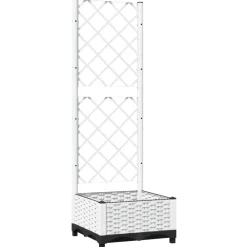 vidaXL Jardinera con enrejado PP 40x40x121,5 cm Blanco Discount