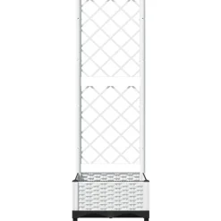 vidaXL Jardinera con enrejado PP 40x40x121,5 cm Blanco Discount