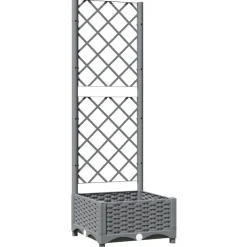 vidaXL Jardinera con enrejado PP 40x40x121,5 cm Gris claro Discount