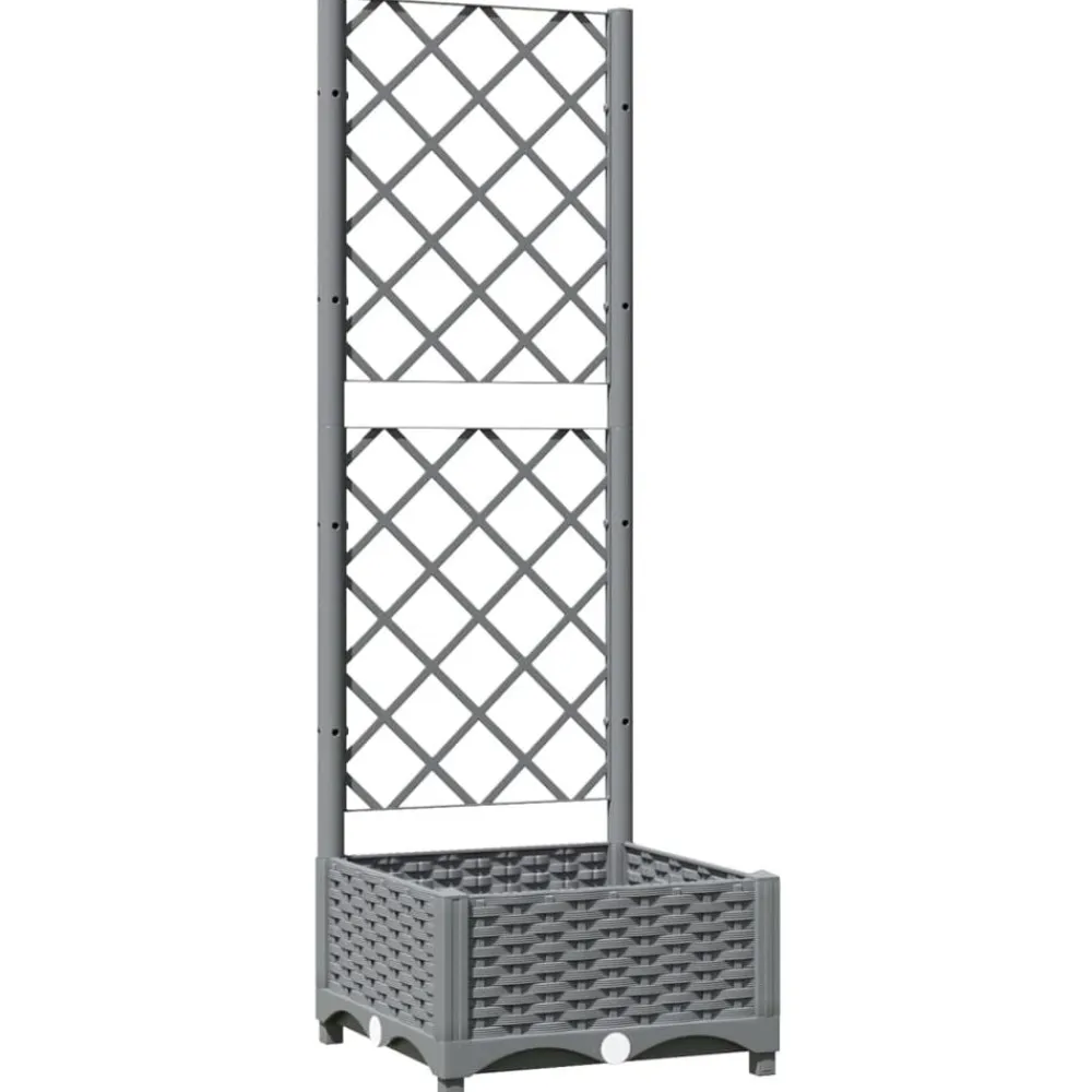 vidaXL Jardinera con enrejado PP 40x40x121,5 cm Gris claro Discount