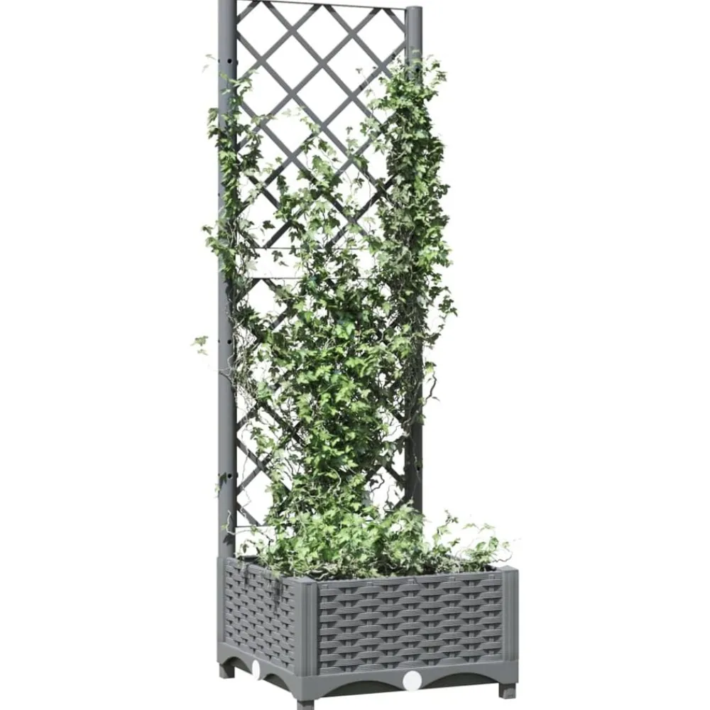 vidaXL Jardinera con enrejado PP 40x40x121,5 cm Gris claro Discount