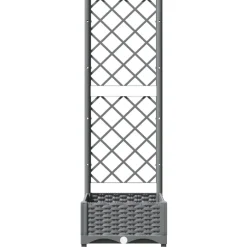 vidaXL Jardinera con enrejado PP 40x40x121,5 cm Gris claro Discount