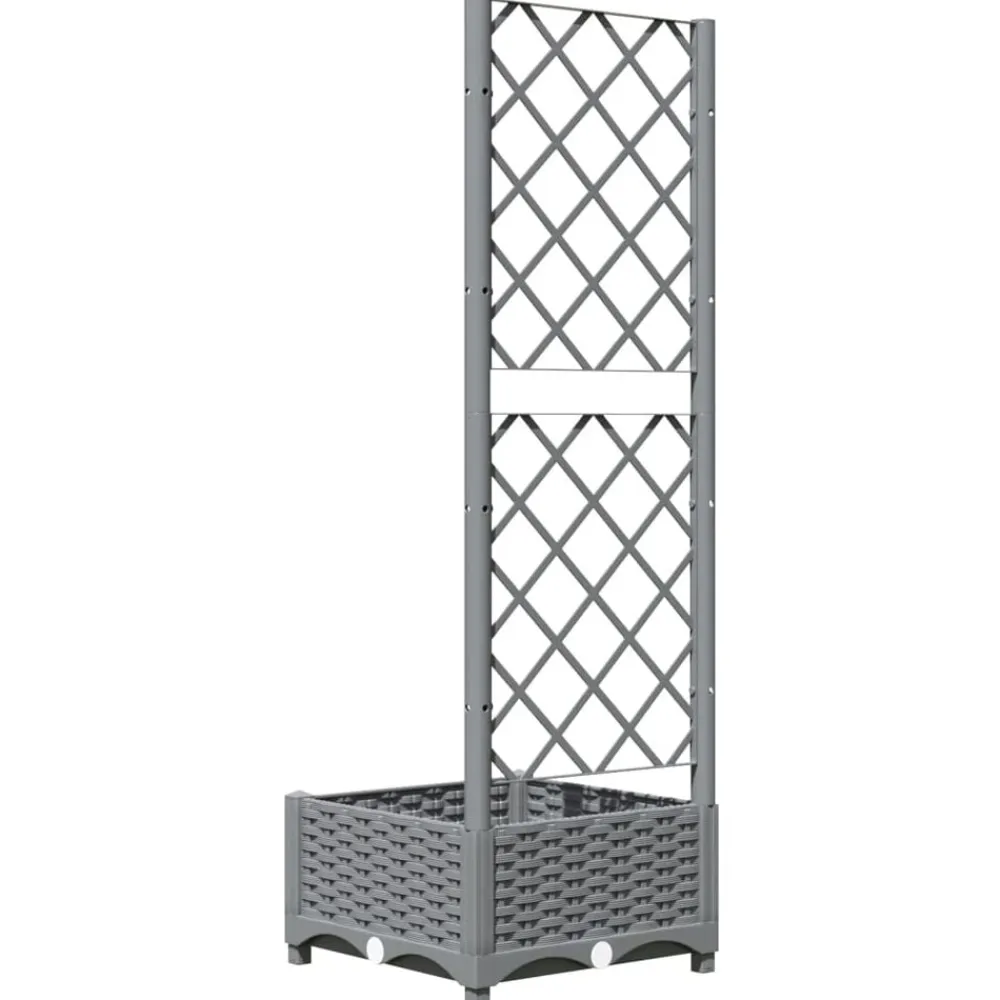 vidaXL Jardinera con enrejado PP 40x40x121,5 cm Gris claro Discount