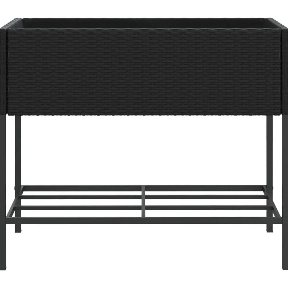 vidaXL Jardinera con estante ratán sintético Negro