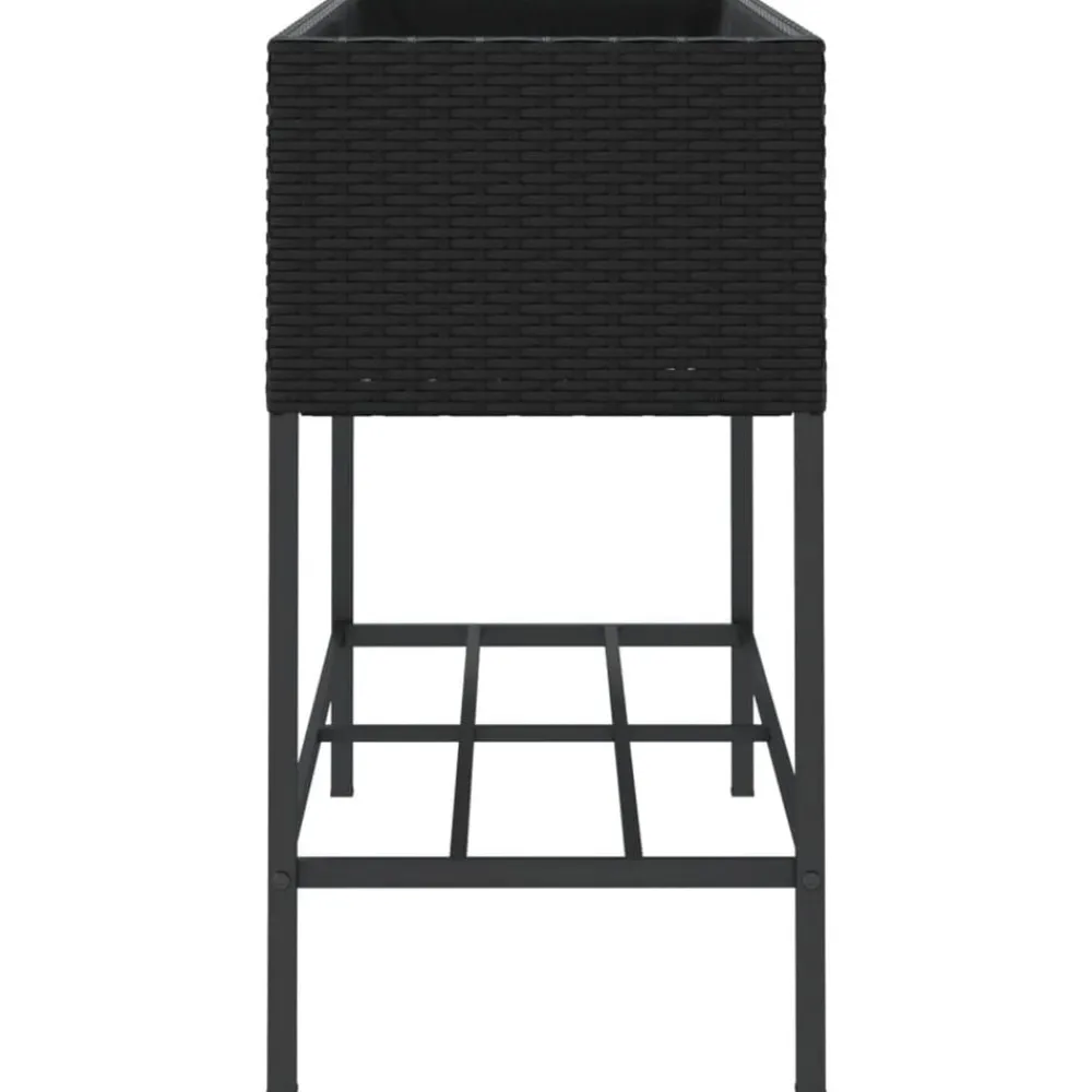 vidaXL Jardinera con estante ratán sintético Negro