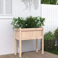 vidaXL Jardinera con patas madera maciza de pino 70x31x70 cm Pino natural
