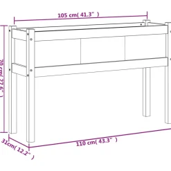 vidaXL Jardinera con patas madera maciza de pino 110x31x70 cm Pino natural Best