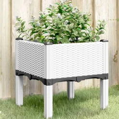 vidaXL Jardinera con patas PP 40x40x42 cm Blanco Sale