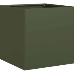 vidaXL Jardinera de acero laminado en frío 40x40x40 cm Verde oliva Discount