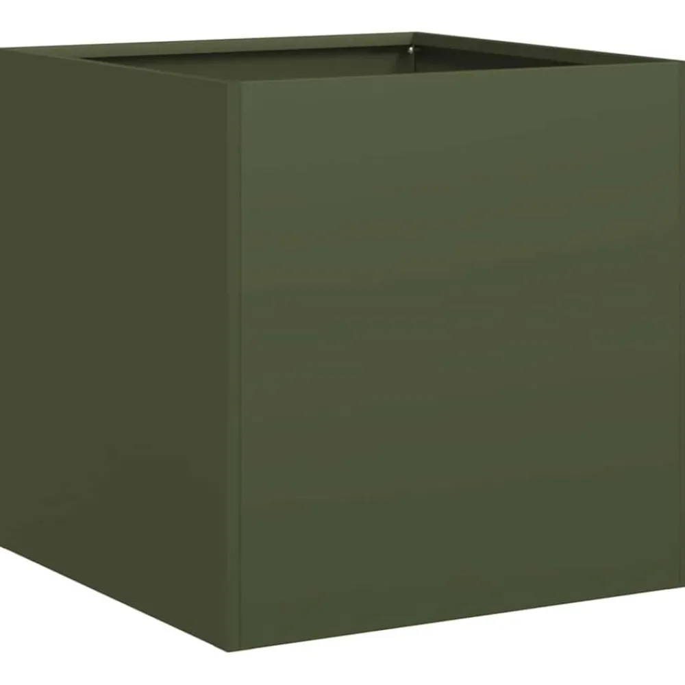 vidaXL Jardinera de acero laminado en frío 40x40x40 cm Verde oliva Discount