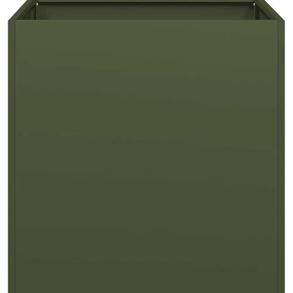 vidaXL Jardinera de acero laminado en frío 40x40x40 cm Verde oliva Discount