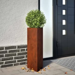 vidaXL Jardinera de acero corten 30x26x75 cm Acero oxidado/Marr&oacute;n New