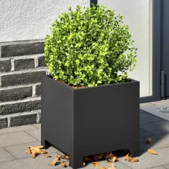 vidaXL Jardín-Jardinera de acero negra 30x30x30 cm