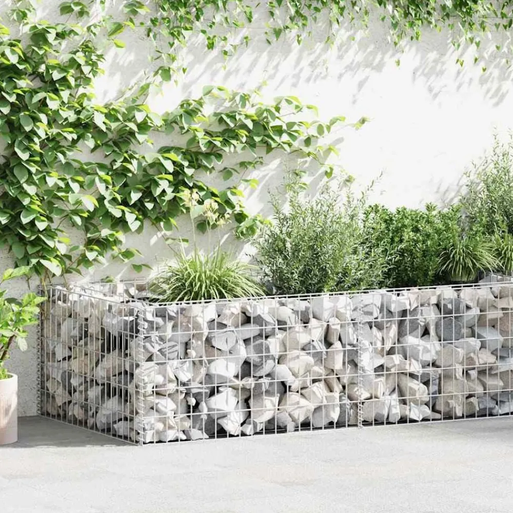 vidaXL Vallas De Jardín-Jardinera de gaviones de acero 180x90x50 cm