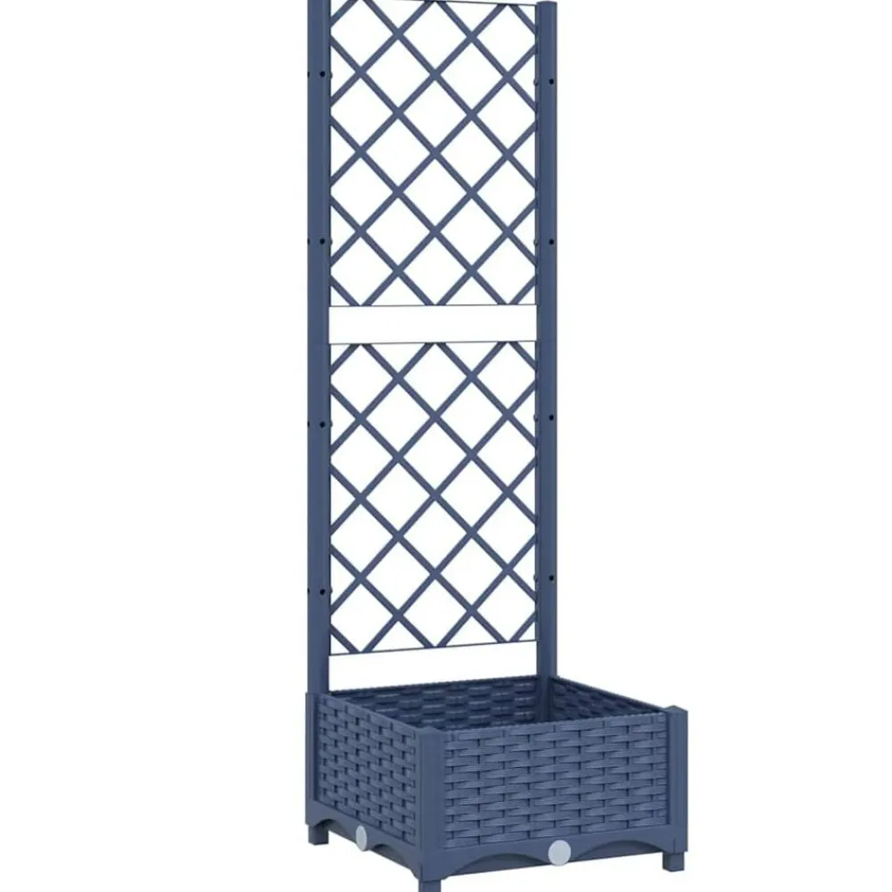 vidaXL Jardinera de jardín con enrejado azul grisáceo 40x40x121,5 cm PP Gris azulado Online
