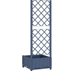 vidaXL Jardinera de jardín con enrejado azul grisáceo 40x40x121,5 cm PP Gris azulado Online