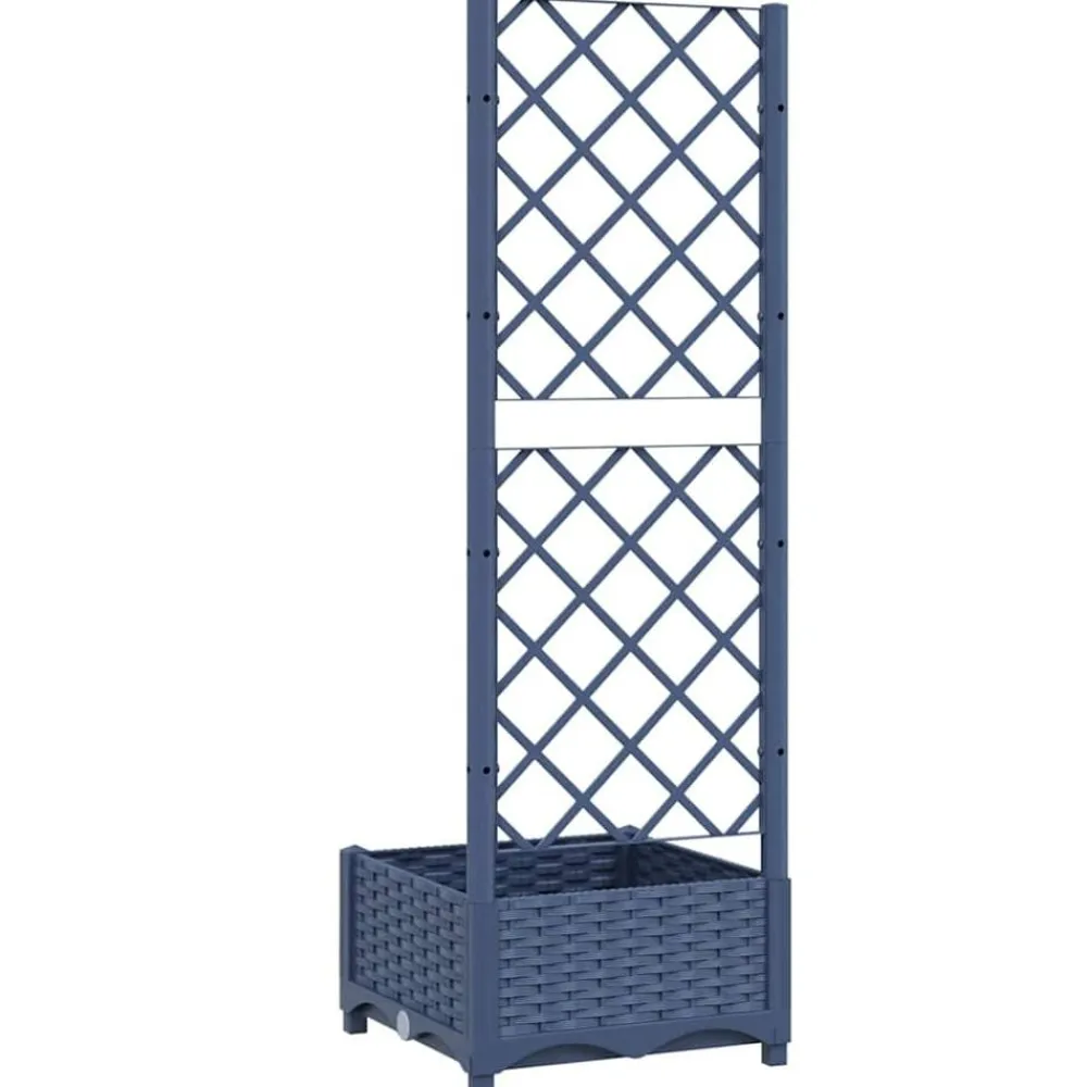 vidaXL Jardinera de jardín con enrejado azul grisáceo 40x40x121,5 cm PP Gris azulado Online