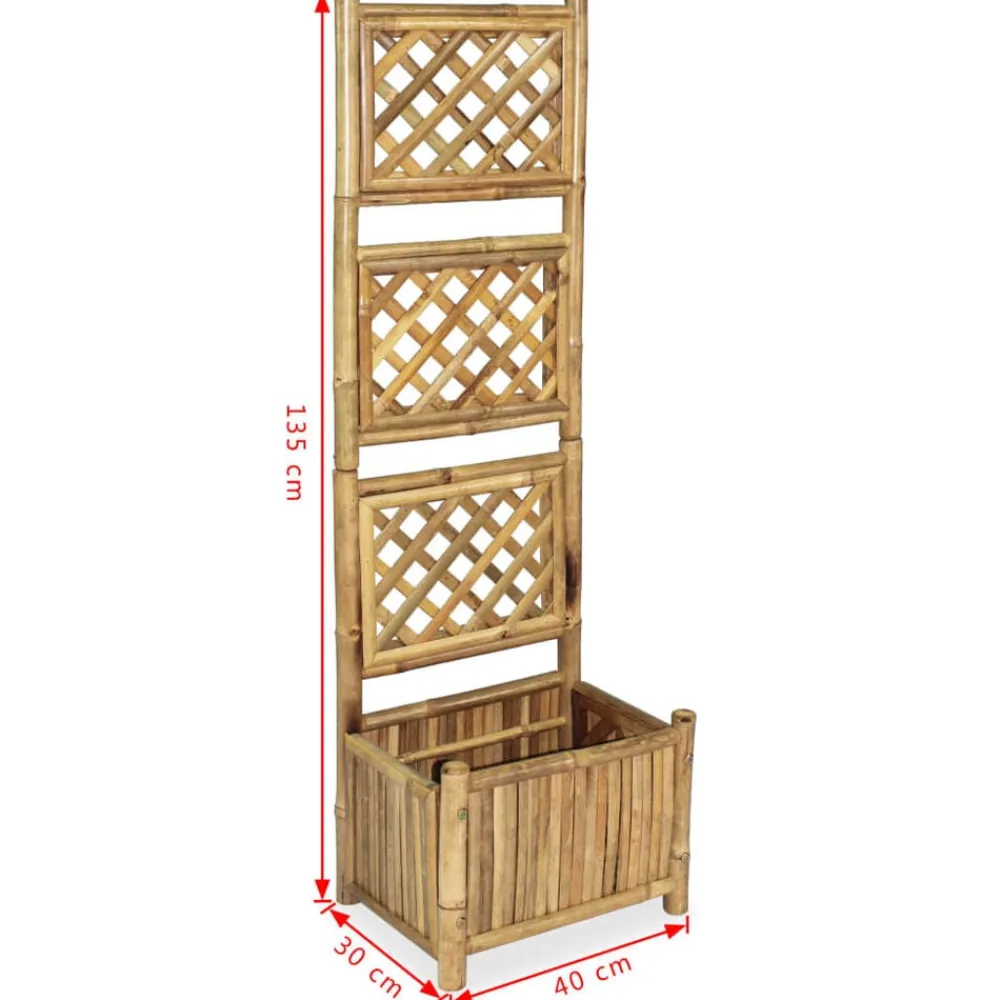 vidaXL Jardín-Jardinera de jardín con enrejado bambú 40 cm