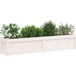 vidaXL Jardín-Jardinera de madera maciza de pino blanca 150x31x31 cm