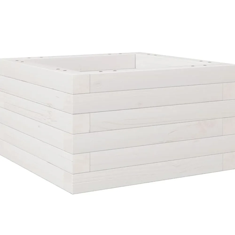 vidaXL Jardinera de madera maciza de pino blanca 40x40x23 cm Blanco Outlet