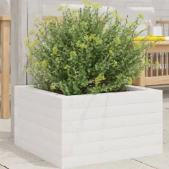 vidaXL Jardinera de madera maciza de pino blanca 40x40x23 cm Blanco Outlet
