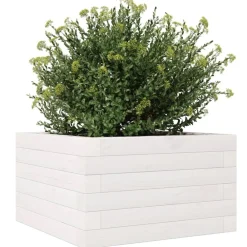 vidaXL Jardinera de madera maciza de pino blanca 40x40x23 cm Blanco Outlet