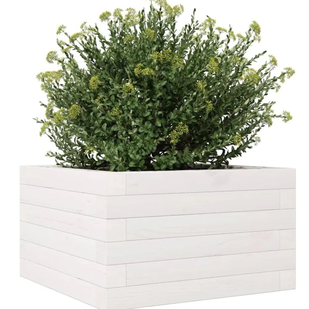 vidaXL Jardinera de madera maciza de pino blanca 40x40x23 cm Blanco Outlet