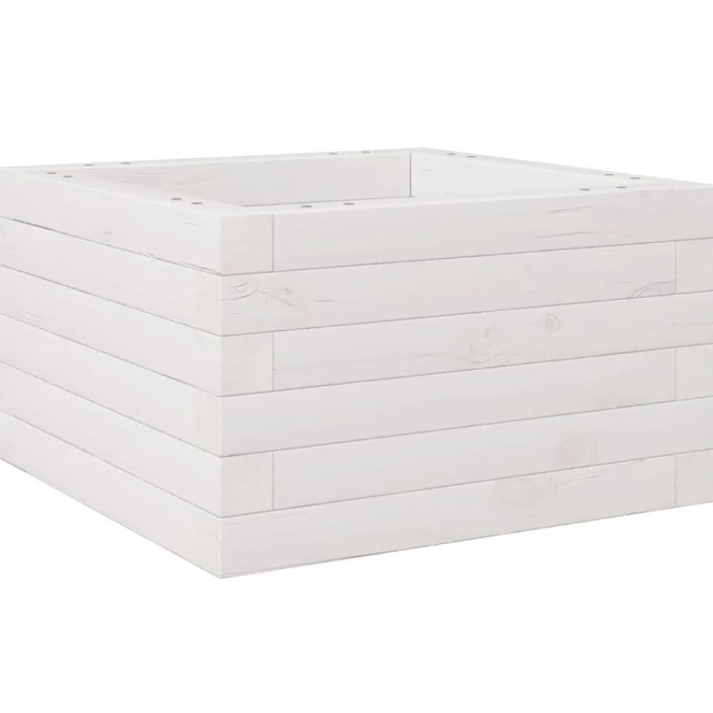vidaXL Jardinera de madera maciza de pino blanca 40x40x23 cm Blanco Outlet