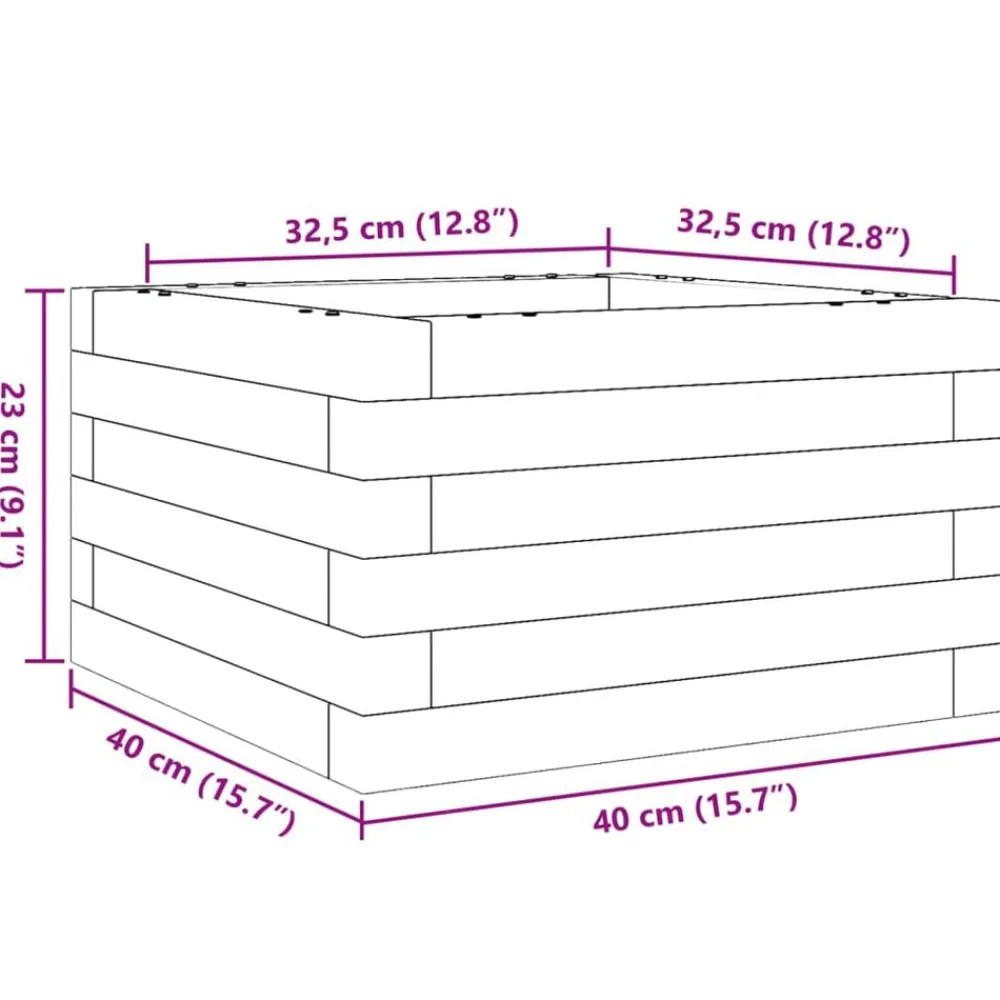 vidaXL Jardinera de madera maciza de pino blanca 40x40x23 cm Blanco Outlet