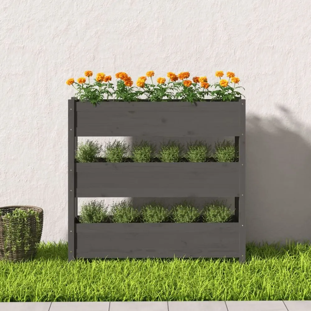 vidaXL Jardín-Jardinera de madera maciza de pino 112x25x104,5 cm